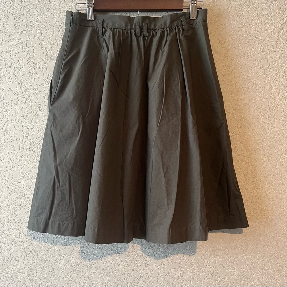 Odille By Anthropologie Olive Green A-Line Cotton Skirt With Pockets SZ 10 - Picture 5 of 7